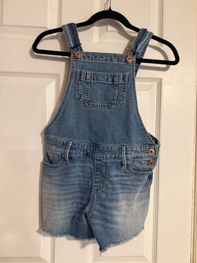 abercrombie kids light blue denim short overalls